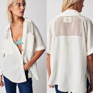 We The Free White Button Down Shirt